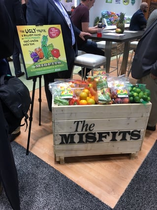 Wooden box of Misfits produce on display
