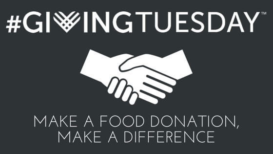Giving Tuesday banner encouraging readers to make a food donation