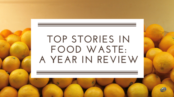 Top stories in food waste a year in review banner with stacked lemons in the background