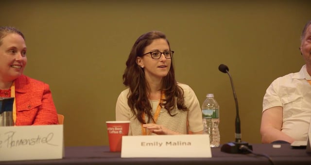 Emily Malina speaks on a panel about food waste at the Maine Startup and Create week