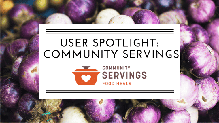 User spotlight community servings with logo banner and turnips in background